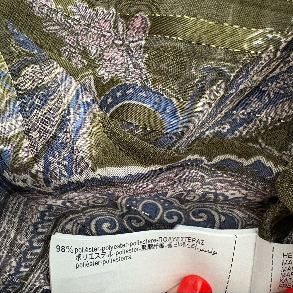 Zara Printed Multicolor Metallic Thread Paisley Print Blouse Shirt Size L NWT - Picture 14 of 14